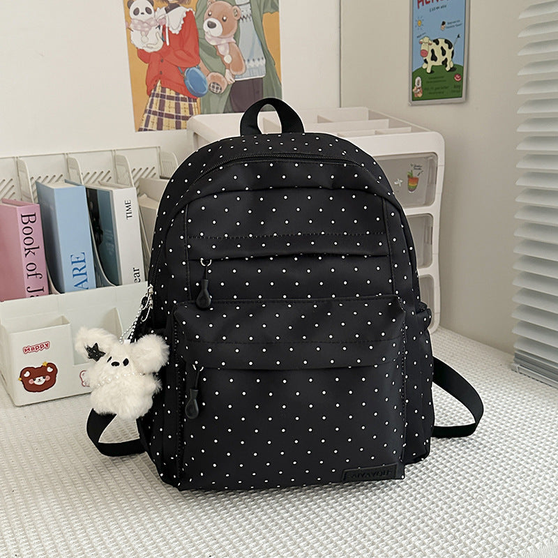 Unisex Ryggsekk Polka Dot Design Med Romslig Oppbevaring 4