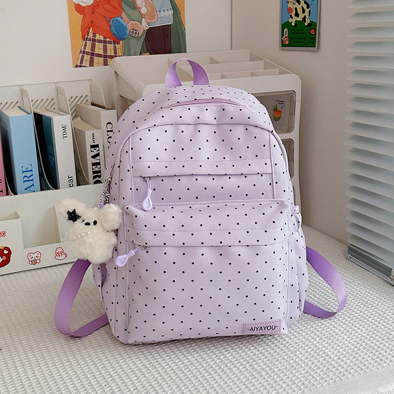 Unisex Ryggsekk Polka Dot Design Med Romslig Oppbevaring 5