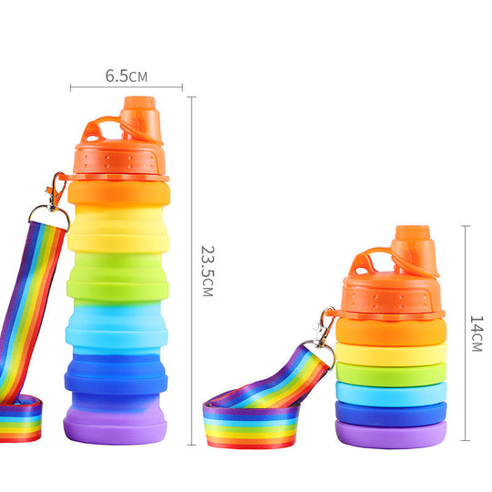 Unisex Sammenleggbar Silikon Drikkeflaske med Karabinkrok 0