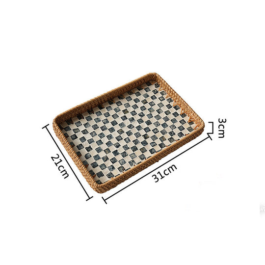 Unisex Serveringsfat Rektangulært Svart-Hvitt Mønster 31 cm x 21 cm 0