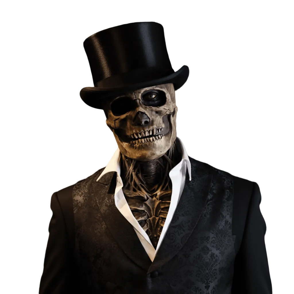 Unisex Skjelettmaske med Hatt for Halloween 0