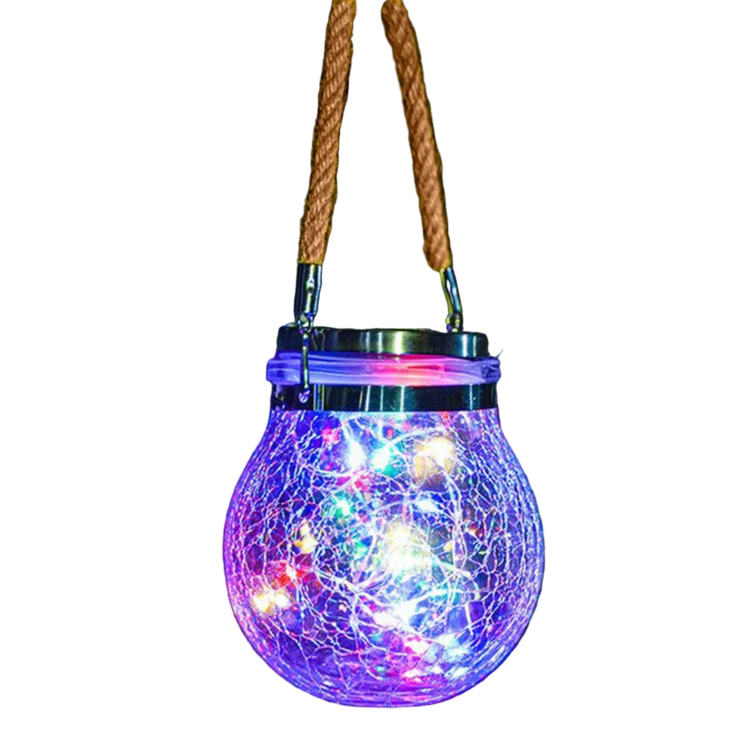 Utendørs Belysning Solcelle Lampe med Sprukket Glass og Hampsnor 1