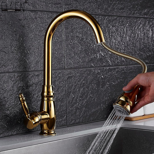 Uttrekkbar Kjøkkenkran med Dobbel Funksjon og Moderne Design 3