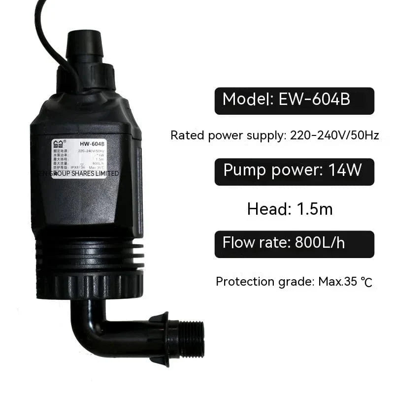 Vannpumpe for Akvarium 6W Effektiv Sirkulasjon 400L/H 0