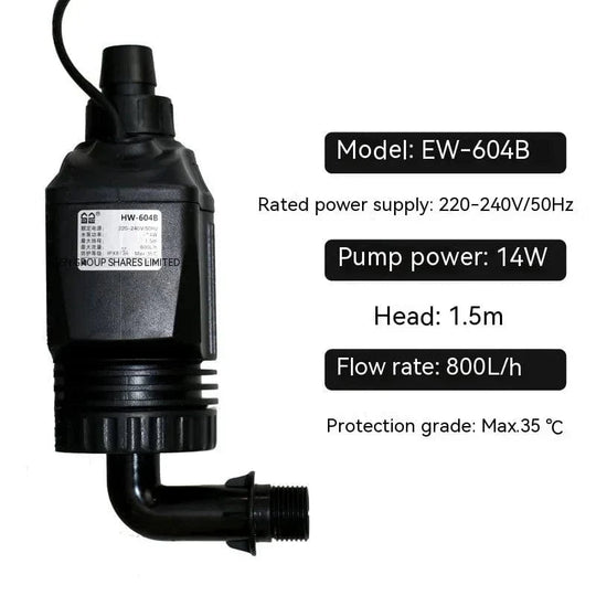 Vannpumpe for Akvarium 6W Effektiv Sirkulasjon 400L/H 0