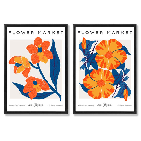 Vårblomstmarked Kunsttrykk Sett med 2 Rammer 0