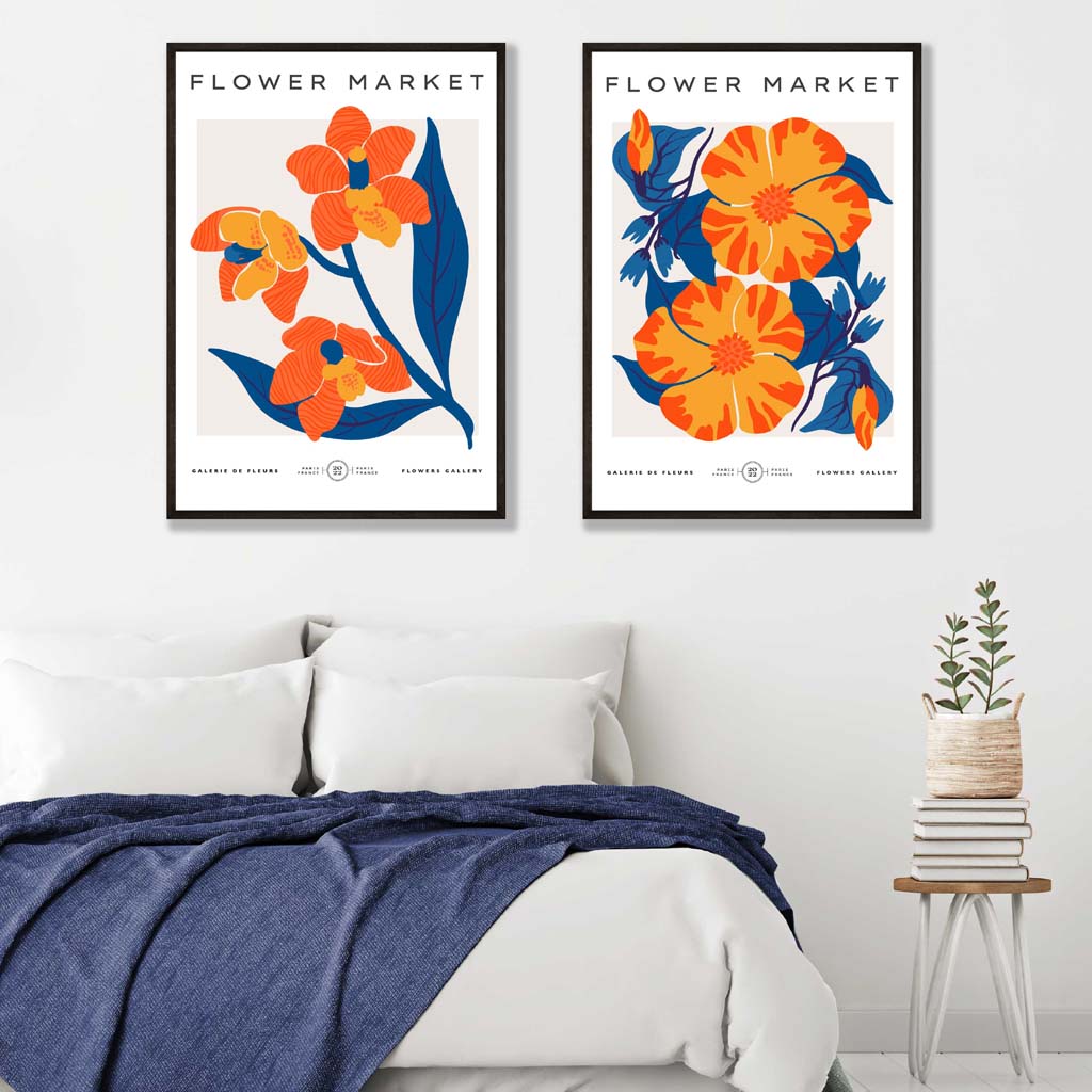 Vårblomstmarked Kunsttrykk Sett med 2 Rammer 1