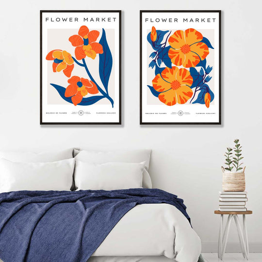 Vårblomstmarked Kunsttrykk Sett med 2 Rammer 1