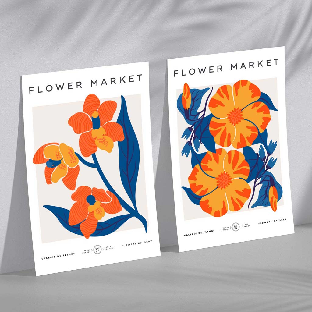 Vårblomstmarked Kunsttrykk Sett med 2 Rammer 2