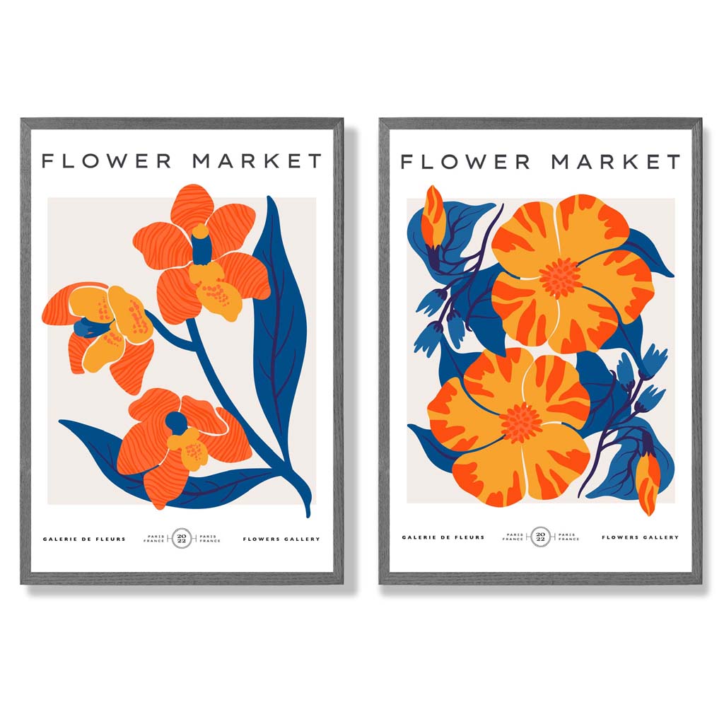 Vårblomstmarked Kunsttrykk Sett med 2 Rammer 4