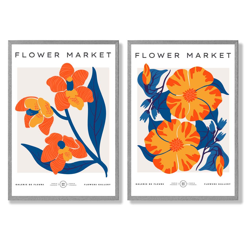 Vårblomstmarked Kunsttrykk Sett med 2 Rammer 5