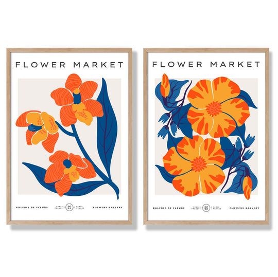 Vårblomstmarked Kunsttrykk Sett med 2 Rammer 6