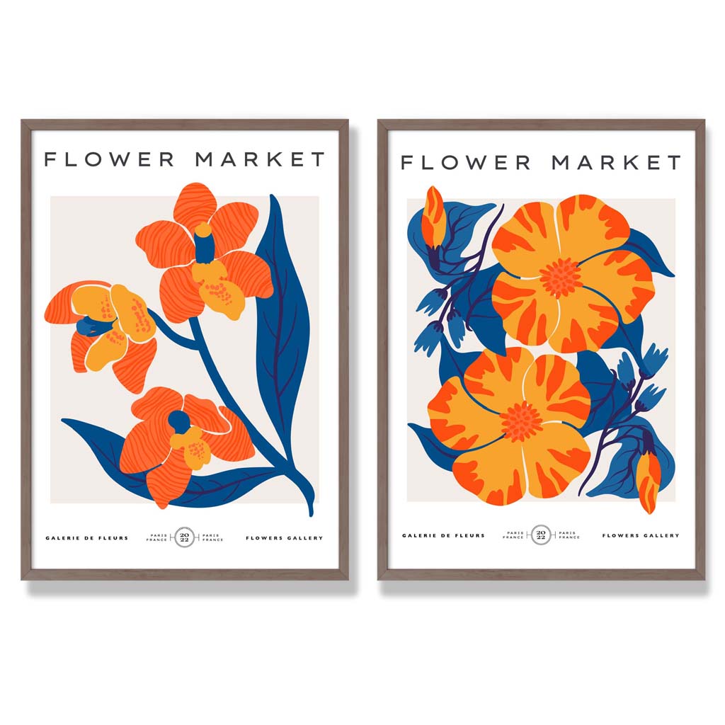 Vårblomstmarked Kunsttrykk Sett med 2 Rammer 7