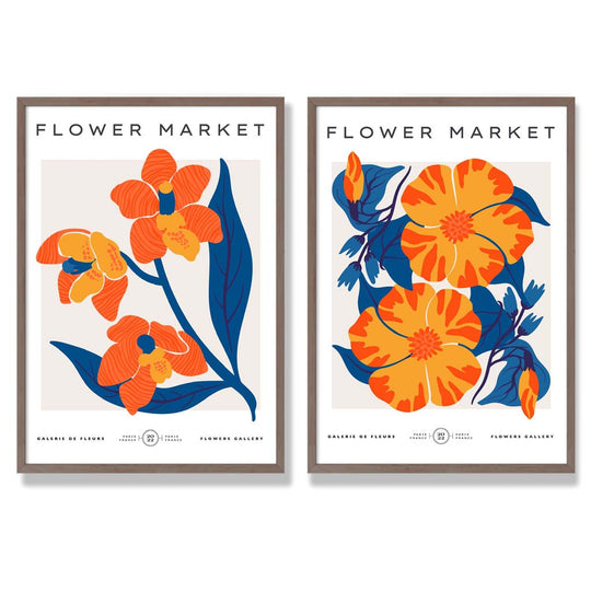 Vårblomstmarked Kunsttrykk Sett med 2 Rammer 7