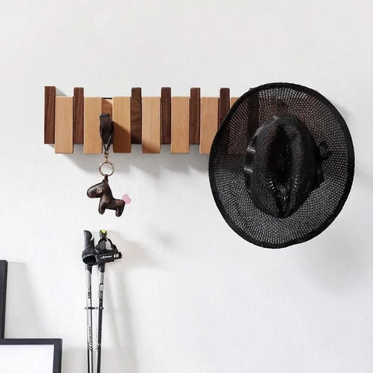 Vegggarderobe Håndlaget i Pianodesign Moderne Design med Sammenleggbare Kroker 3