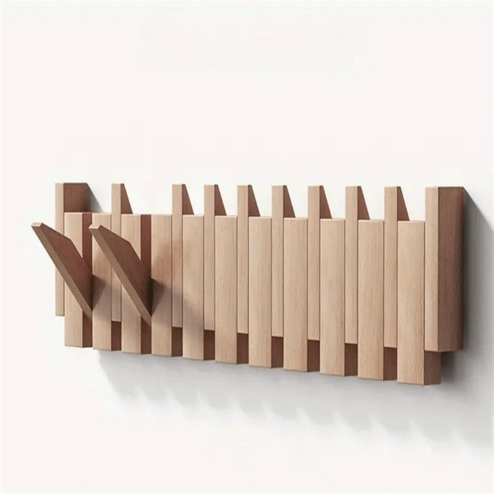Vegggarderobe Håndlaget i Pianodesign Moderne Design med Sammenleggbare Kroker 6