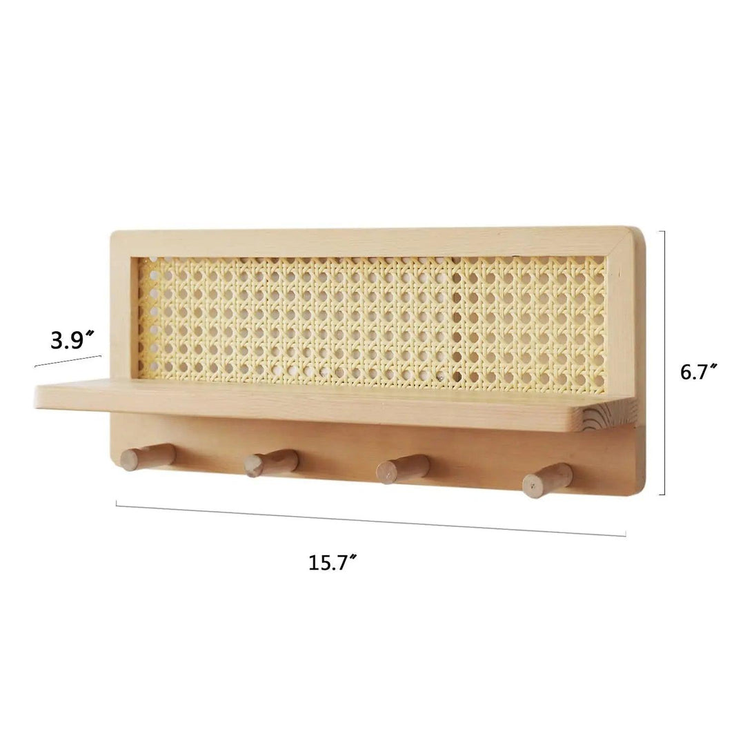 Vegghylle i Tre med Kroker for Klær og Nøkler 3