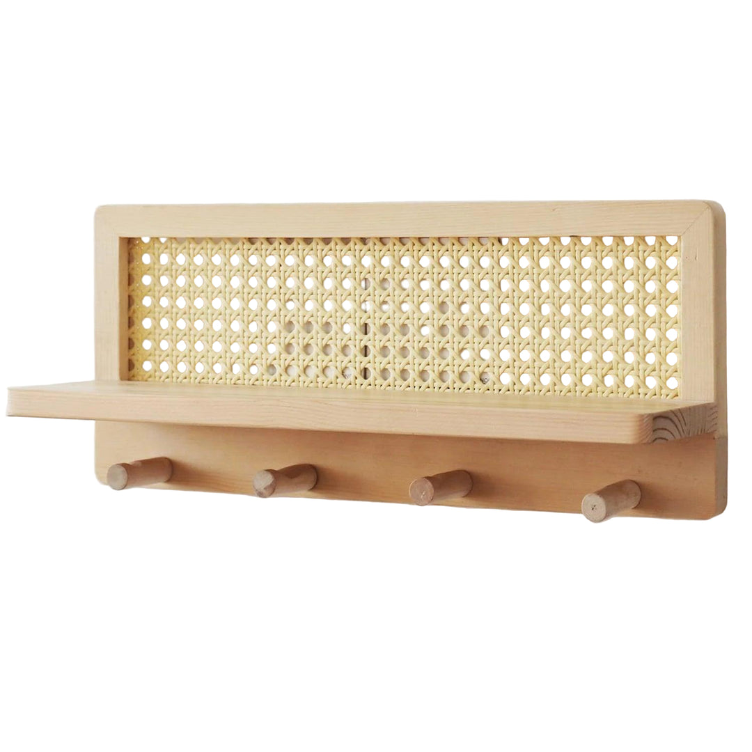 Vegghylle i Tre med Kroker for Klær og Nøkler 5