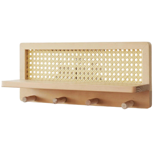 Vegghylle i Tre med Kroker for Klær og Nøkler 5