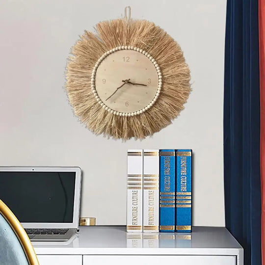 Veggklokke Boho Rustikk Design Håndlaget 45 cm 2