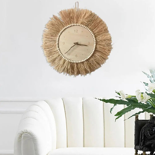 Veggklokke Boho Rustikk Design Håndlaget 45 cm 3