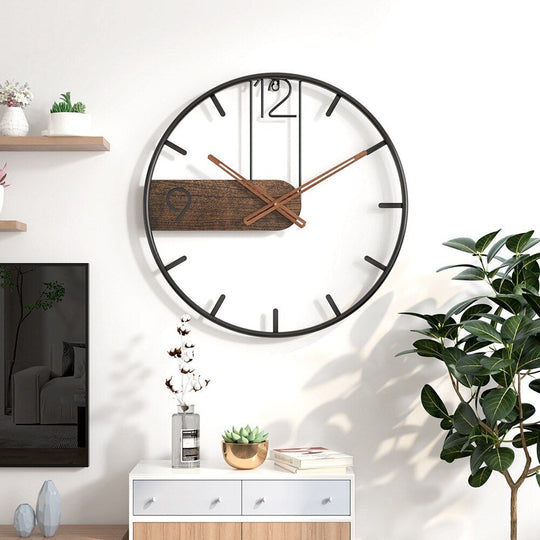 Veggklokke i Stål og Valnøtt med Stilrent Design 2