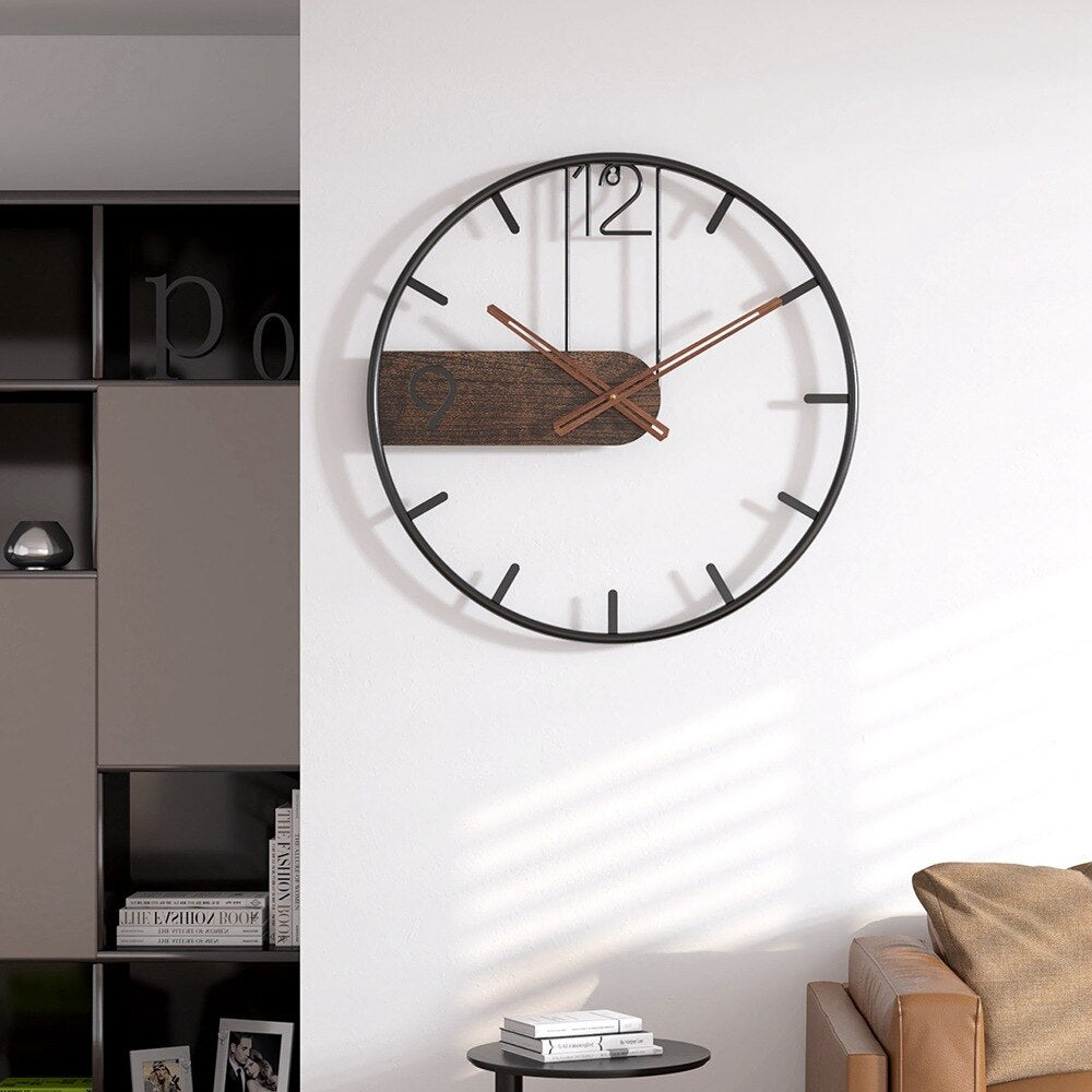 Veggklokke i Stål og Valnøtt med Stilrent Design 3