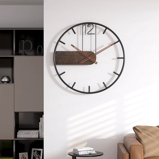Veggklokke i Stål og Valnøtt med Stilrent Design 3