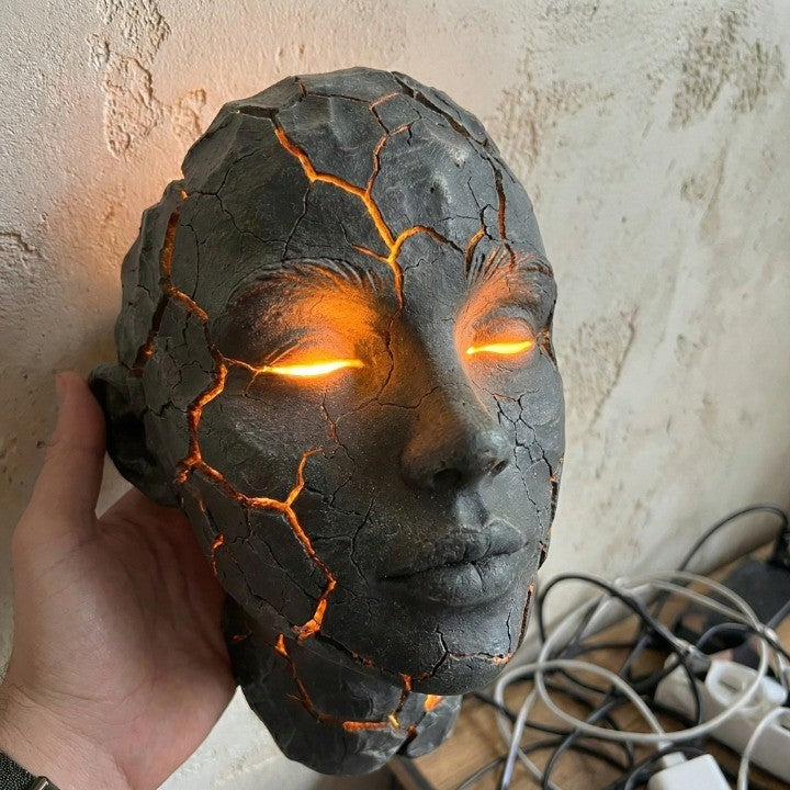Veggkunstlampe med Lava Crack Design 2