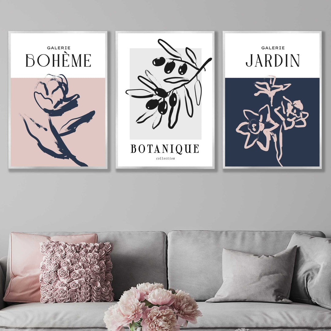 Veggkunstsett med Botaniske Motiver i Boho-Stil 0