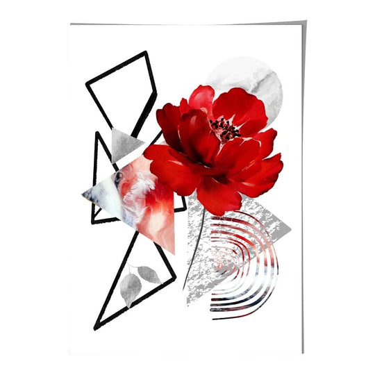 Veggkunsttrykk med Abstrakt Blomst og Geometriske Former 0