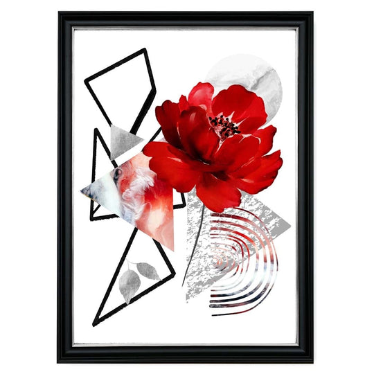 Veggkunsttrykk med Abstrakt Blomst og Geometriske Former 2