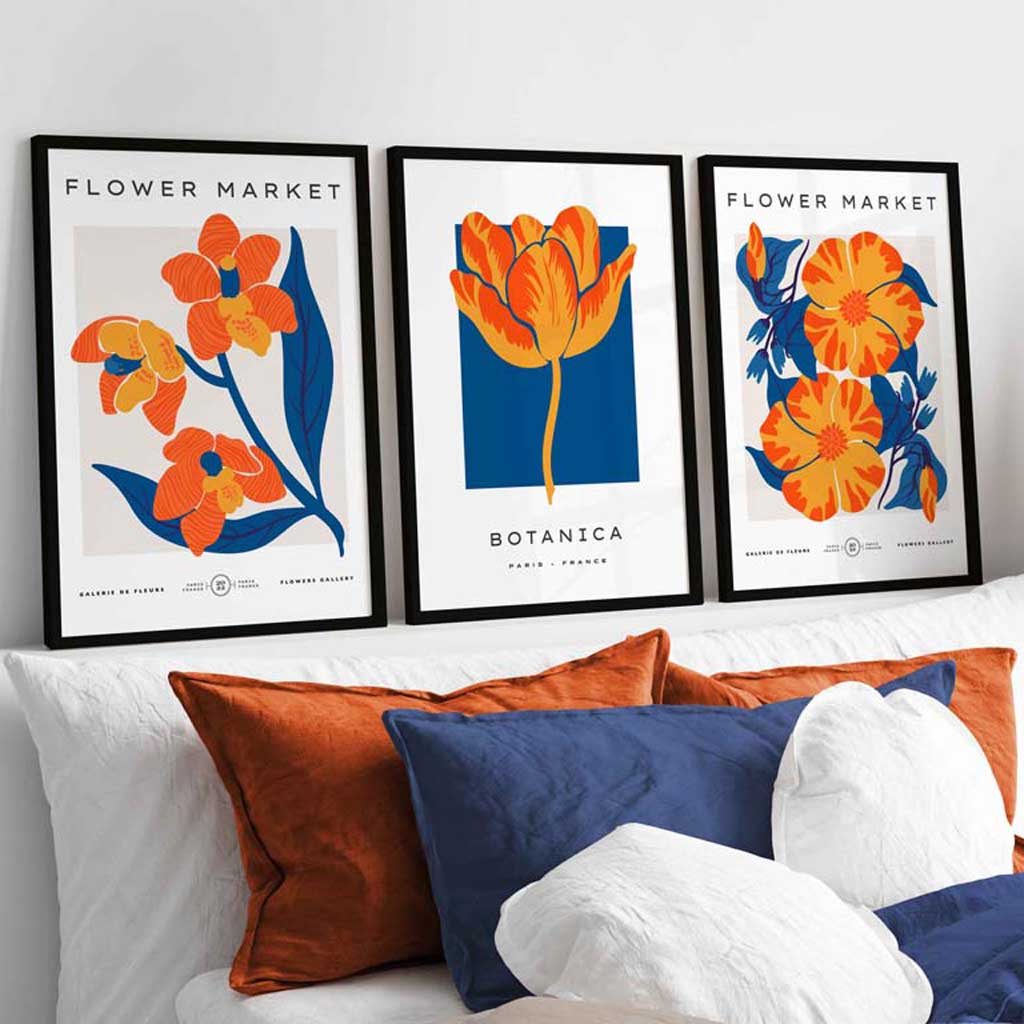 Veggkunsttrykk med Blomsterdesign i Vintage Stil 1