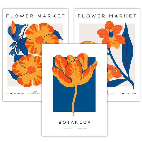 Veggkunsttrykk med Blomsterdesign i Vintage Stil 2