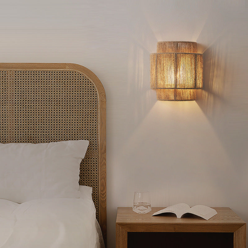 Vegglampe i Rattan med Bohemsk Design 1