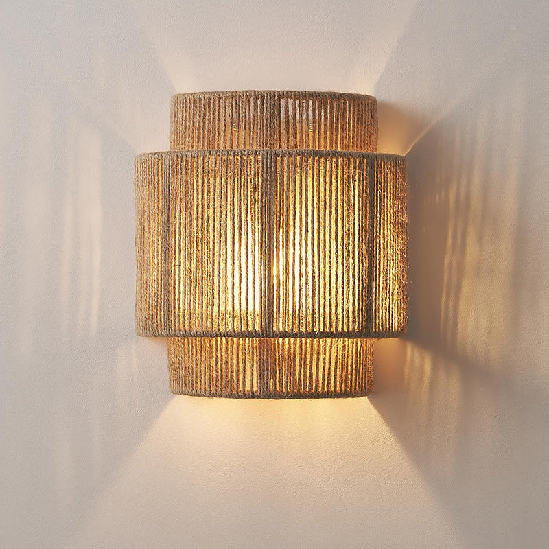 Vegglampe i Rattan med Bohemsk Design 2