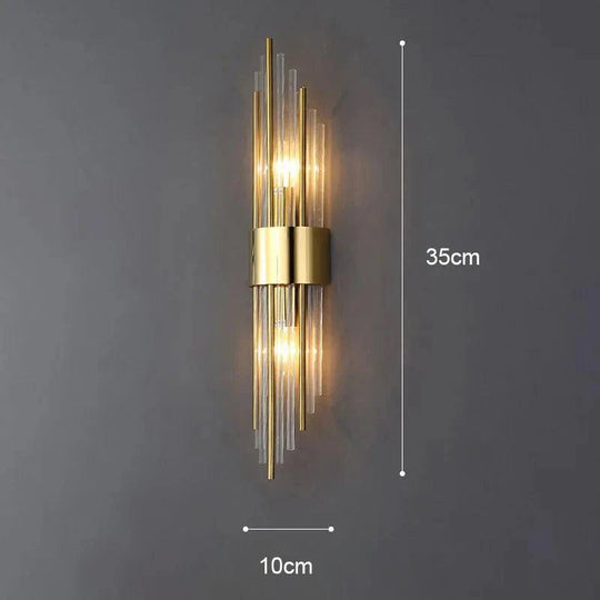 Vegglampe med Krystalldesign og Gull Detaljer 0