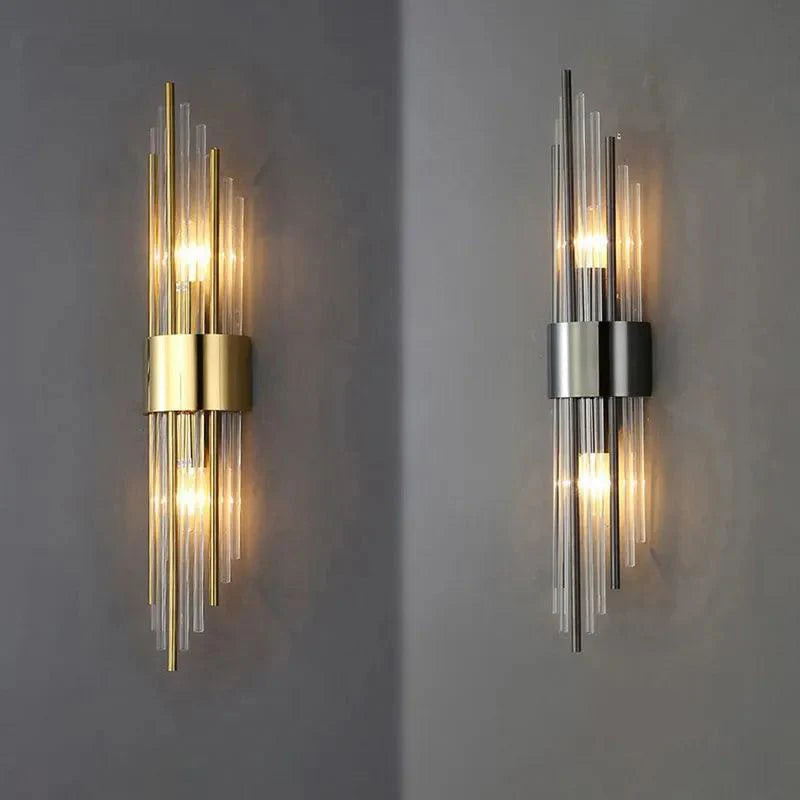 Vegglampe med Krystalldesign og Gull Detaljer 1
