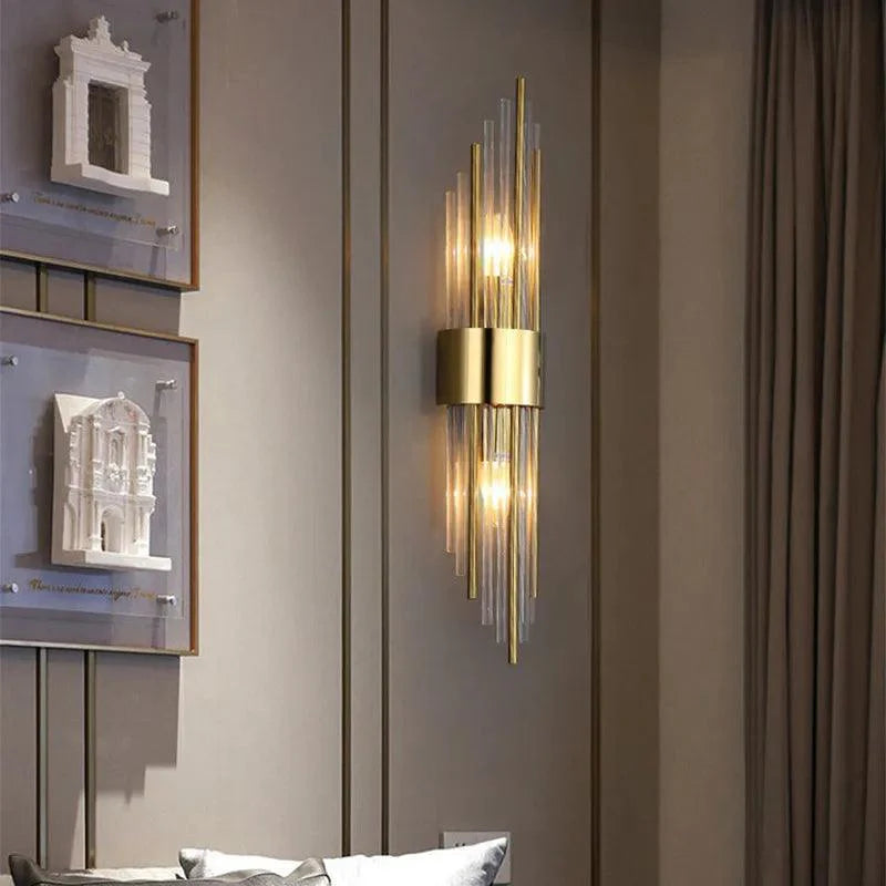 Vegglampe med Krystalldesign og Gull Detaljer 2