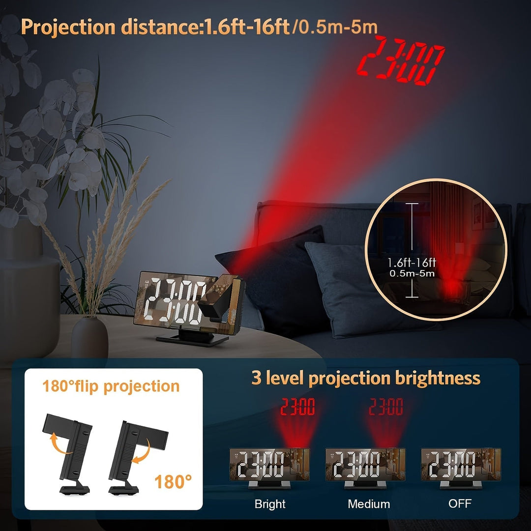 Vekkerklokke med LED-projeksjon og justerbar vinkel 6