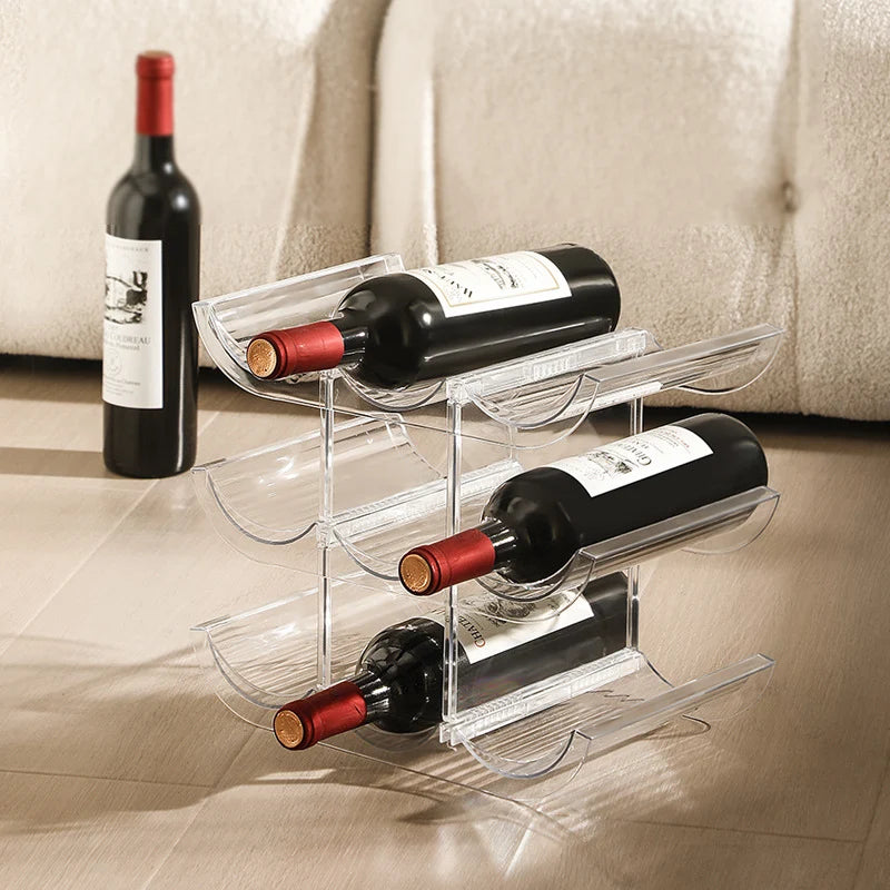 Vinflaskeholder for kvinner og menn stabelbar med buede hulrom for ni flasker 1