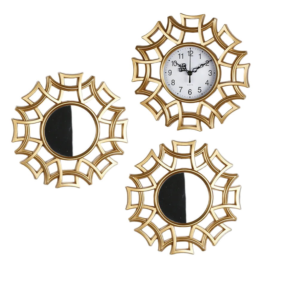 Vintage Veggklokke og Speilsett for Hjemmet 0