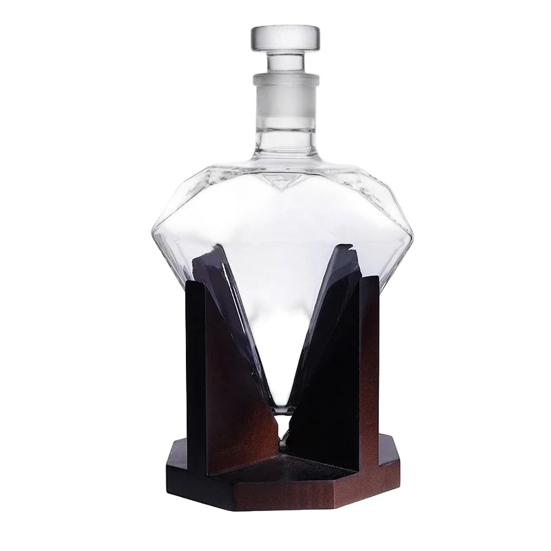 Whisky Karaffel Diamantformet med Treholder 6