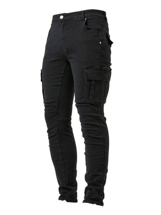 Herre Cargo Jeans med Tilpasset Passform og Fleksibel Denim