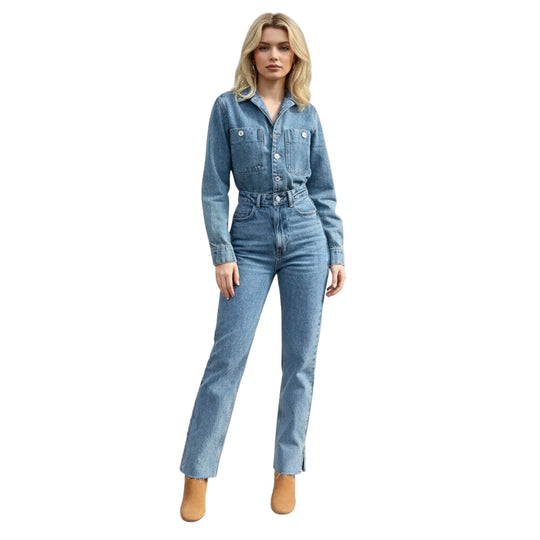 Dame Denim Jumpsuit Moderne Stil