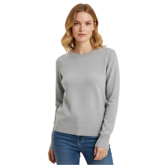 Dame Pullover Merino Ull O-Hals Langermet Strikket Topp