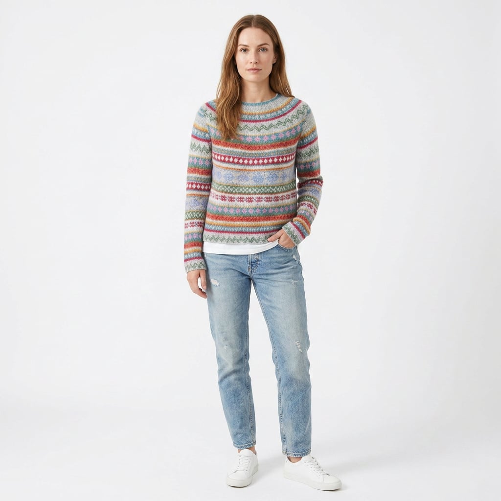 Kvinne Vintage Strikkegenser med Retro Design