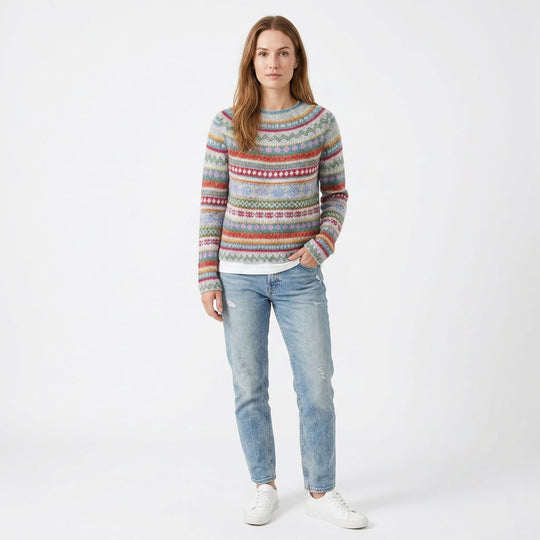 Kvinne Vintage Strikkegenser med Retro Design