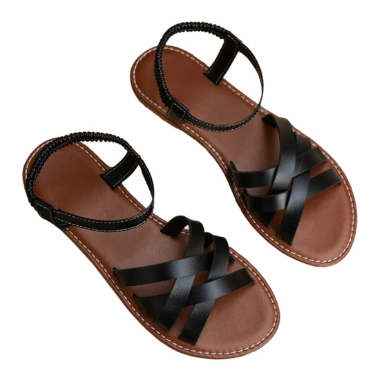 Flate sandaler med elastisk stropp for kvinner