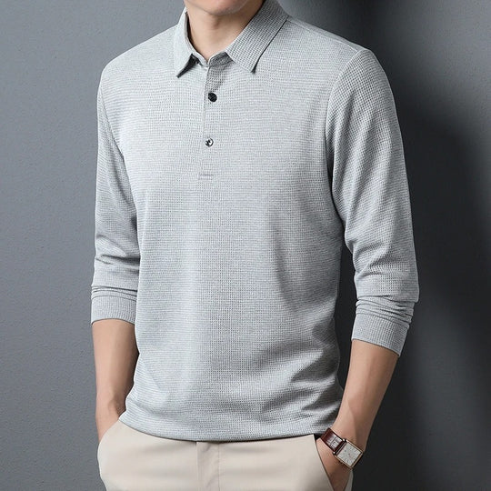 Business Casual langermet poloskjorte for menn